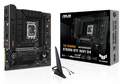 Produktbild von ASUS TUF GAMING B760M-BTF WIFI D4, Intel, LGA 1700, Intel® Celeron®, Intel® Core™ i3, Intel® Core™ i5, Intel® Core™ i7, Intel® Core™ i9,..., LGA 1700, DDR4-SDRAM, 128 GB