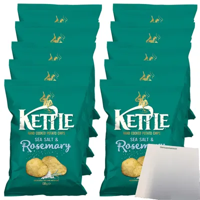 Produktbild von Kettle Chips mit Meersalz und Rosmarin (10x130g Packung) + usy Block