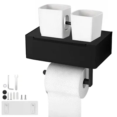 Image de Porte-papier toilette 2 en 1, sans perçage