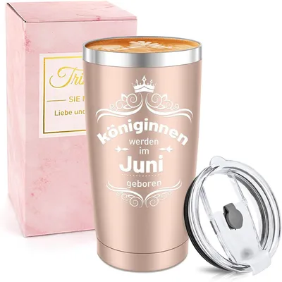 Productafbeelding van Roestvrijstalen thermosbeker, 600 ml, rosé goud, cadeau voor een vrouw ter gelegenheid van haar verjaardag in juni