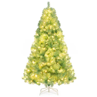 Produktbild von COSTWAY 180cm Künstlicher Weihnachtsbaum mit warmweißen LEDs, 8 Modi & Metallständer, Tannenbaum, Christbaum, Kunstbaum Weihnachten für Zuhause