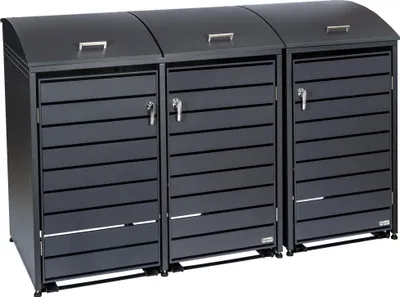 Produktbild von Zelsius Mülltonnenbox mit abgerundetem Deckel für drei 120 - 240 Liter Mülltonnen Anthrazit RAL 7016