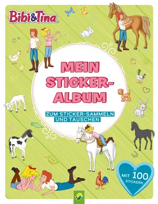 Produktbild von Bibi & Tina Mein Stickeralbum mit 100 Stickern: 24 beschichtete Seiten für das einfache Ablösen und Tauschen deiner Stickersammlung | Ab 3 Jahren