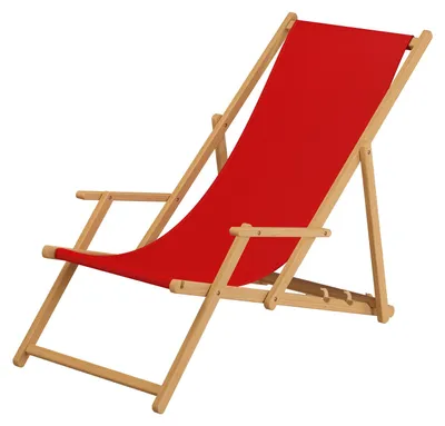 Produktbild von Deckchair rot Strandstuhl Sonnenliege Gartenliege Relaxliege Kissen Buche klappbar 10-308 N KD