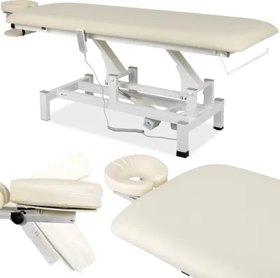 Obrázek produktu pro Habys Fortis 1 | elektrický terapeutický masážní stůl | 1-segmentový | ruční dálkové ovládání béžovobílý | 182 x 68 cm