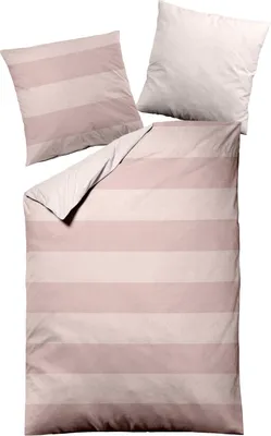 Produktbild von Dormisette  Melange Bettwäsche Streifen 2 teilig Bettbezug 155 x 220 cm Kopfkissenbezug 80 x 80 cm 9370_Fb20  uni Streifen rosa