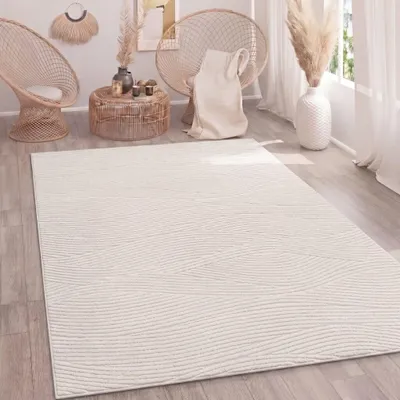 Produktbild von Paco Home Teppich Wohnzimmer Hochflor Skandi Boho Geometrisch Abstrakt Uni Waschbar 160x220 cm