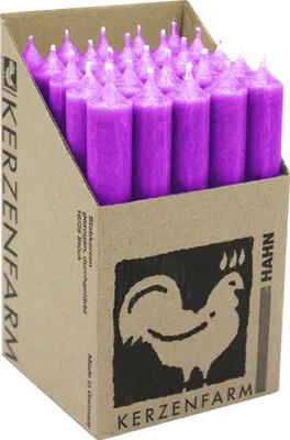 Produktbild von Stabkerzen aus Paraffin, 180/22 mm, Violett, KERZENFARM HAHN, Brenndauer ca. 8h, 25 Stück pro Verpackung