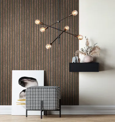 Produktbild von NEWROOM Tapete Braun Vliestapete Holz - Holztapete Skandi Dunkelbraun Schwarz Paneele Lamellen Holzwand Modern Lamellenwand