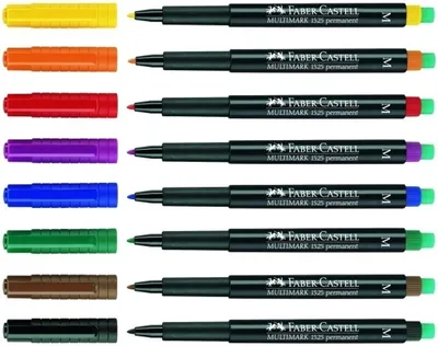 Obrázek produktu pro Faber-Castell 152504 Permanentní popisovač černý, modrý, zlatý, červený 4 ks