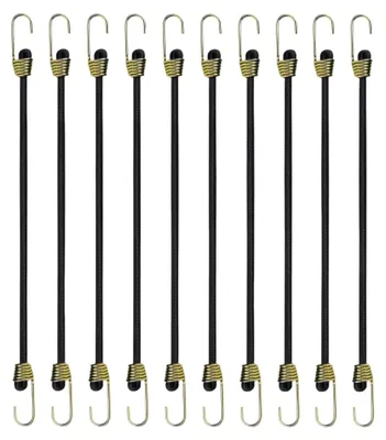 10 Spanngummis mit Haken, 24 cm, schwarz, elastisch