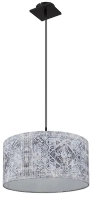 Produktbild von Hängeleuchte, Metall, Textilschirm blau grau, H 150cm