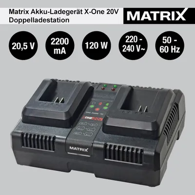 Produktbild von Matrix Akku Doppel Ladegerät für Matrix X-One auch für Kawasaki Power 20