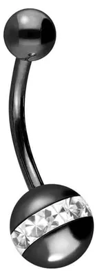 Produktbild von Bauchnabelpiercing Chirurgenstahl Bananabell EPOXY-RING- + CHIRURGENSTAHL-KUGEL Schwarz Stablänge: 12mm