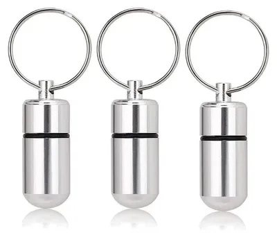 Produktbild von Pillendose Schlüsselanhänger 3 Stück Metall Mini Tablettenbox Wasserdicht für Outdoor Camping