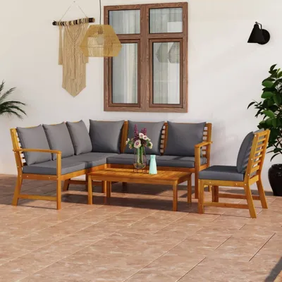 Zdjęcie produktu dla Maison Exclusive – 5-częściowy zestaw ogrodowy z poduszkami, drewno akacjowe