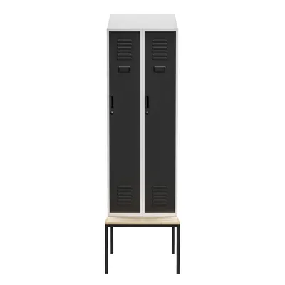 Produktbild von Jan Nowak Spind Umkleidespind Umkleideschrank Spindschrank Schließfachschrank mit Sitzbank Lüftungsschlitze Pulverbeschichtet 229,5 cm x 60 cm x 85 cm, Farbe Grau-Anthrazit