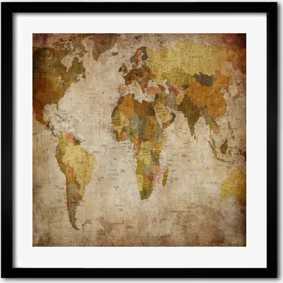 Produktbild von Bild - 50 cm x 50 cm - MDF - Rahmen, Wandkunst - Politische Karte