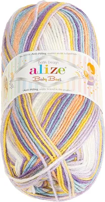 Produktbild von Garn BABY BEST BATIK - 100g / 240 m - Gelb, Weiß, Lila