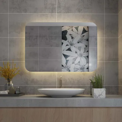 Produktbild von MIQU Badspiegel 50x70cm LED Badezimmerspiegel Beschlagfrei Dimmbar mit Touch+Anti-fog Wandspiegel