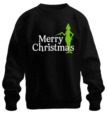 Produktbild von Merry Christmas grüne Silhouette weihnachtlich lustig Grinch Sweatshirt Pullover, Schwarz, S