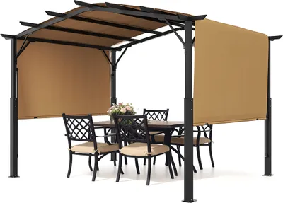 Zdjęcie produktu dla Pergola VEVOR 3650x3048x2540mm, pergola ogrodowa z łukowym zadaszeniem, chowany pawilon z daszkiem przeciwsłonecznym, duży pawilon patio, idealny na patio, podwórko, werandę, basen