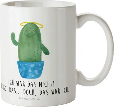 Produktbild von Mr. & Mrs. Panda Haferl Kaktus Heilig - Weiß - Geschenk, Bruder, Pott, Kindertasse, Camping Tasse, Kakteen, Familie, Mehrwegbecher, Eltern, Trinklernbecher, Lustig