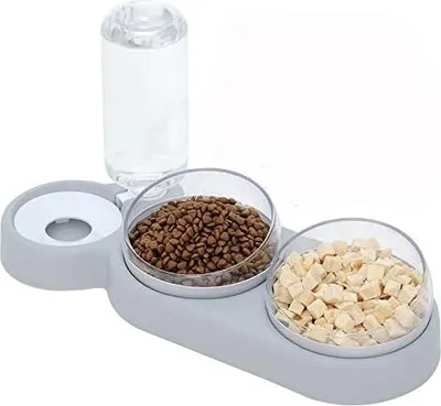 Produktbild von in 1 Katzennapf, Hundenapf, Katzen-Hundefutternapf und Trinknapf, Futterstation für Katzen und Hunde, geneigter Tierfutternapf für Nass- und Trockenfutter oder Leckerlis