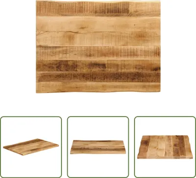 Produktbild von The Living Store Tischplatte mit Baumkante 80x60x2,5 cm Raues Mango Massivholz