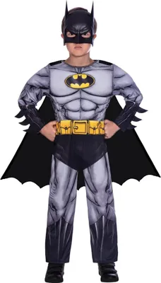 Produktbild von Amscan - Kinderkostüm Batman, Maske, Overall mit ausgepolsterter Brust, abnehmbarer Umhang, Super Heroes, Motto-Party, Karneval