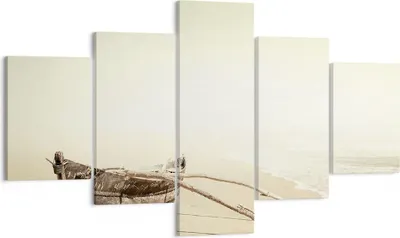 Produktbild von Bild auf Leinwand - Leinwandbild - 5 Teile - £ódŸ Wrack Meer - 125x70cm - Wand Bild - Wanddeko - Wandbilder - Leinwanddruck - Bilder - Wanddekoration - Leinwand bilder - Wandbild - EA125x70-5123