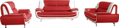 Produktbild von Emoebel24 Sofa Set 3-2-1 Couch Set aus Kunstleder ONYX rot-weiß