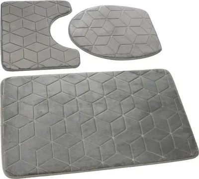 Obrázok produktu pre Kúpeľňové predložky Sumba Light grey 31 - Trojdielna súprava 3 kusov: predložka 45x75+ podložka 45x35+ podložka 44x38