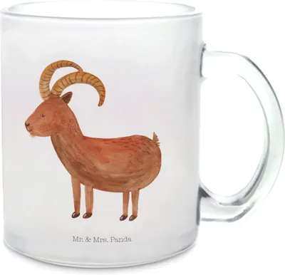 Produktbild von Mr. & Mrs. Panda Tee Tasse Sternzeichen Steinbock - Transparent - Geschenk, Trinkglas, Steinböcke, Pott, Teetasse, Geburtstag Januar, Bock, Häferl, Glas, Horoskop, Ziege