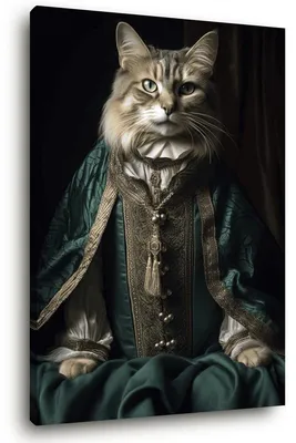 Image de Tableau sur toile chat vintage 65x97 cm, Tableau mural moderne pour décoration intérieure