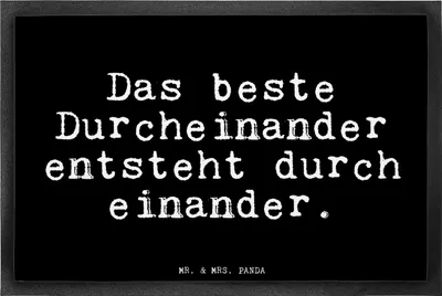 Produktbild von Mr. & Mrs. Panda abstreifer Das beste Durcheinander entsteht... 40 x 60 cm - Schwarz - Geschenk, Partner, Fussmatte, Schmutzfangmatte, fußmatte, Chaos, Freundin, Sprüche