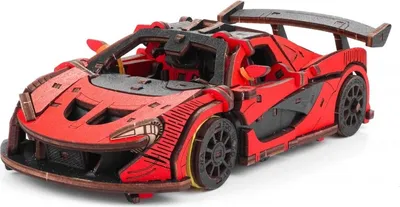 Image de puzzle 3D, voiture de course rouge, EWA, bois, 237 pièces