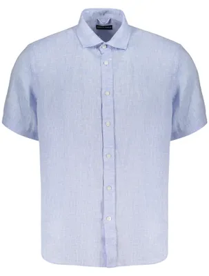 Image de Chemise à manches courtes pour homme, bleue, avec col italien – Motif Ocean Positive