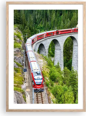 Produktbild von Gerahmtes Poster - Rahmen in heller Eiche - Viadukt Landwasser Zug - 50x70 cm - Wand Bild - Wanddeko - Wandbilder - Kunstposter - Wandposter - Bilderrahmen - Bilder - Kunstdruck - P2NPA50x70-4605