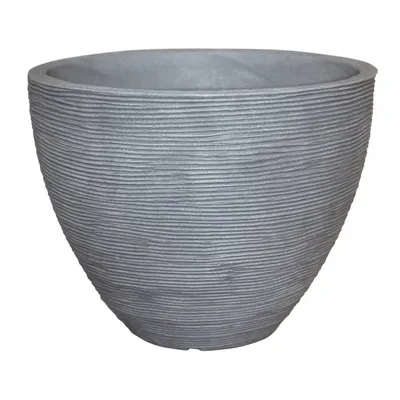 Immagine prodotto di Geli vaso per piante scanalato rotondo H31 x 40 cm colore cemento plastica resistente al gelo