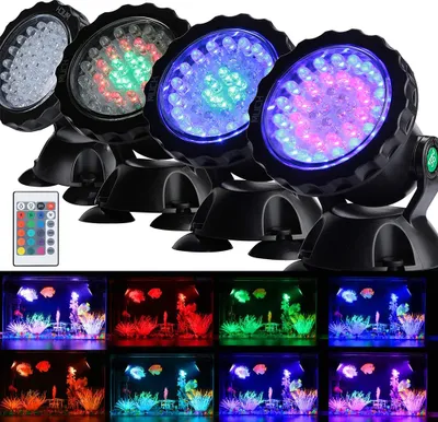 Produktbild von 4 Stück LED RGB Teich Pool Unterwasser Strahler Schwimmbad Aquarium Lampe Außen Garten Landschaft Beleuchtung