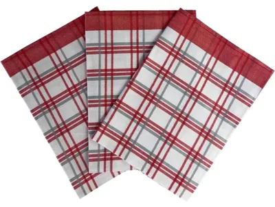 Zdjęcie produktu dla Ściereczka Extra chłonna 50x70 cm Tradycyjna kratka czerwona 3 szt.