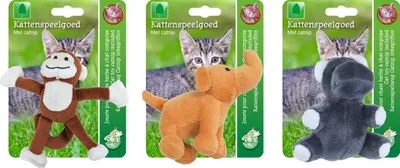 Productafbeelding van Boon kattenspeelgoed aap/nijlpaard/olifant 8-12 cm Gebr. de Boon