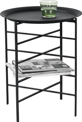 Produktbild von In And OutdoorMatch Beistelltisch Zack - 40xØ52 cm - Mit abnehmbarer Tischplatte - Metall - Stilvolles Design Schwarz -