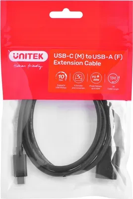 Obrázok produktu pre Cable adapter Unitek (C476BK-1M) USB-C (M) - USB-A (F) 10Gbps 60 W