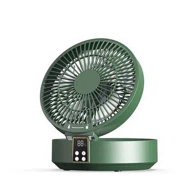 Produktbild von Tischventilator mit Fernbedienung 3 Geschwindigkeiten LED USB Ventilator Leise & Tragbar Campingventilator für Reisen Outdoor Grün