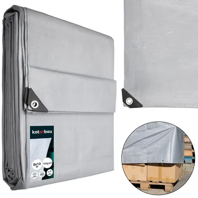 Obrázok produktu pre KOTARBAU® Látková plachta 8x10 m Strieborná 200g/m2 Plachta Zosilnené očká Ochranná plachta Stavebná plachta Šnúra Vodotesná Nepremokavá Priemyselná plachta Akékoľvek poveternostné podmienky, productTiles.product.images.aiGenerated