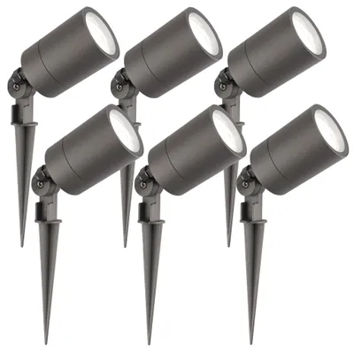 Image de Ledvion Lot de 6 LED Extérieur Spot IP65 3W 6500K GU10 dimmable piquet