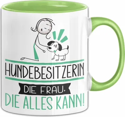 Produktbild von Hundebesitzerin Geschenk Tasse Becher Die Frau Die Allen Kann Geschenkidee für eine Hundebesitzerin Lustig (Grün)