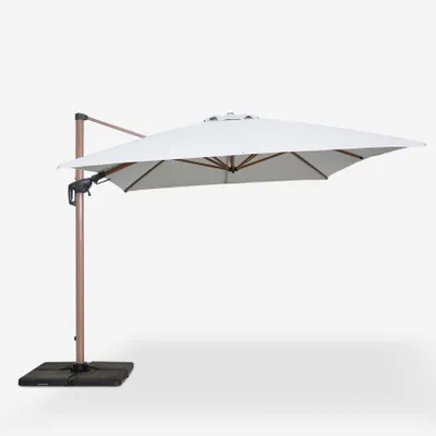 Image de Parasol de jardin 3x4m décentré réglable pivotant aspect bois Jungle